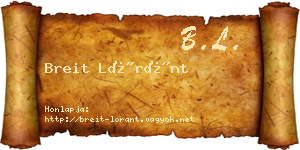 Breit Lóránt névjegykártya